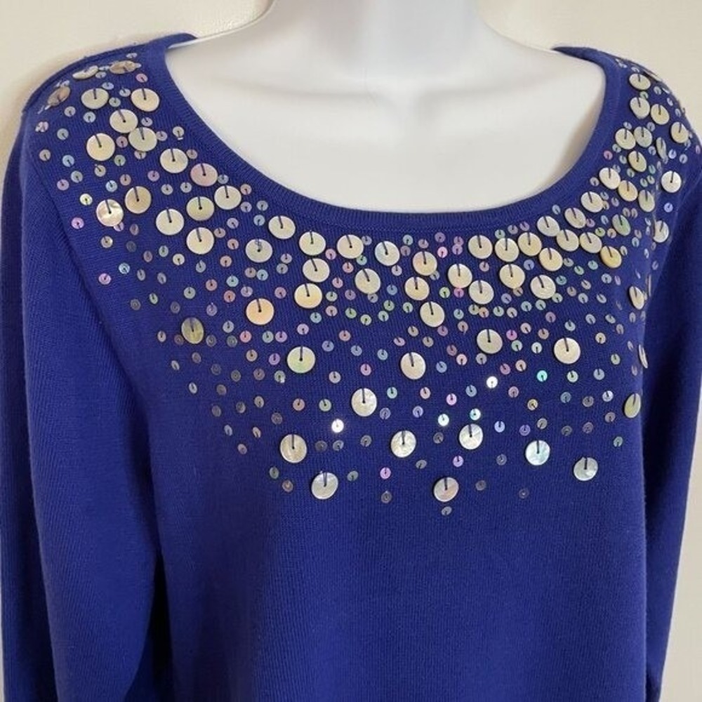 Vintage Victor Costa Sequin Sweater Medium Party Elevated City Chic Statement